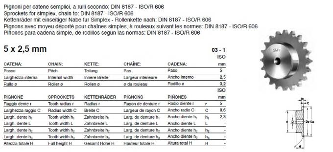 SATI-Standard eine Art Kettenrad und Platte drehen sich, Art 25A, 35A, 40A, 50A, 60A, 80A, 100A, 120A, 140A, 160A